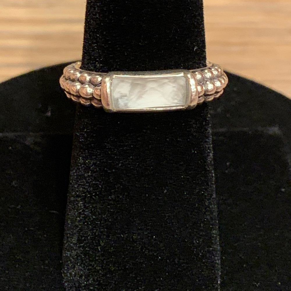 LAGOS Sterling Silver Maya Howlite Doublet Caviar Ring (size 7)